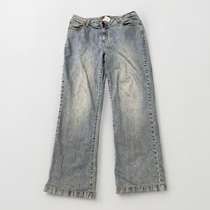 Westport Distressed Straight Leg Women's size 14W Medium Blue Jeans 33x28